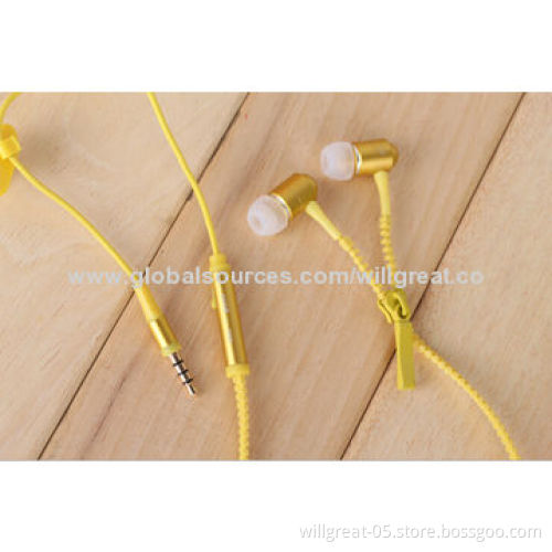 In-ear Zipper Style Earphones for iPhone, iPod, Mobile Phones, MP3 Players